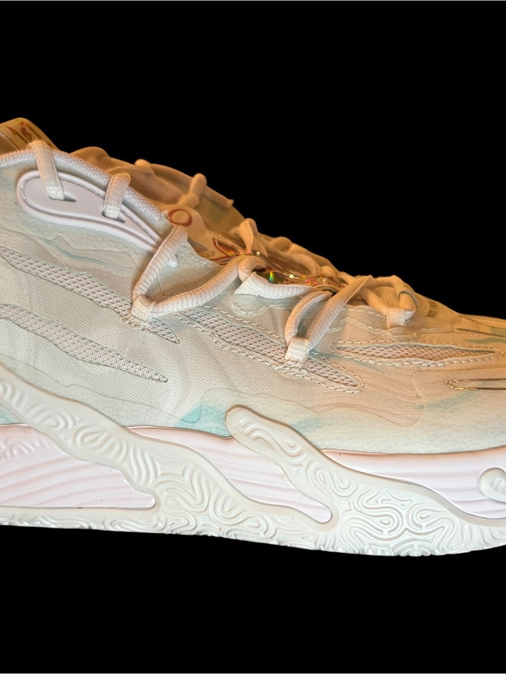 Puma MB.03 M.E.L.O. Not From Here White Holographic Basketball Shoes Size 13